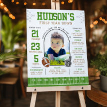 Football 1st Birthday Milestone Sign First Year 1s