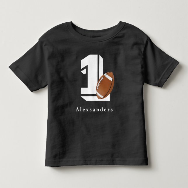 Football 1st Birthday name and age kids boy girl Toddler T-shirt (Front)