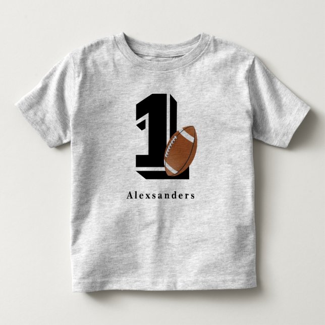 Football 1st Birthday name and age kids boy girl Toddler T-shirt (Front)
