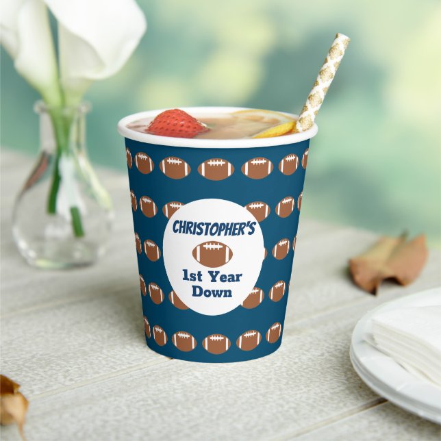 Football 1st Birthday Paper Cups (Insitu)