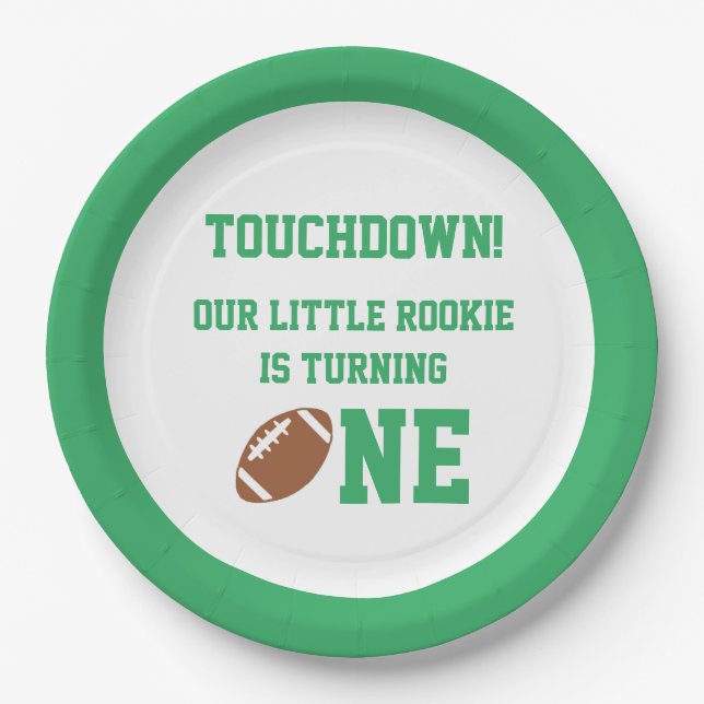 Football 1st Birthday Paper Plates (Front)