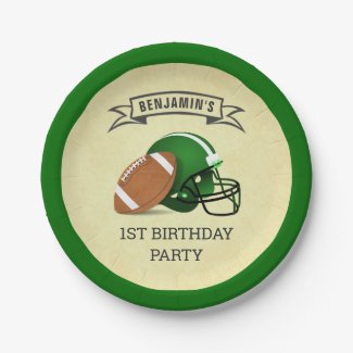 Football 1st Birthday Party Paper Plate