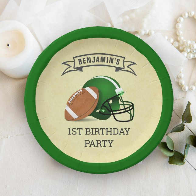 Football 1st Birthday Party Paper Plates (Creator Uploaded)