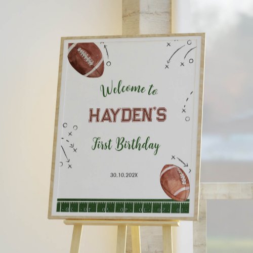 Football 1st Birthday Party Welcome Sign