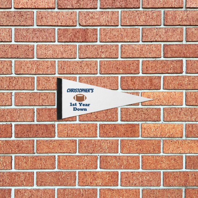 Football 1st Birthday Pennant Flag (Front)