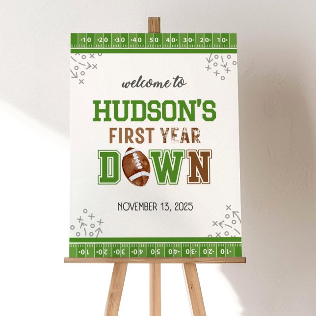 Football 1st Birthday Welcome Sign First Year DowN (Creator Uploaded)