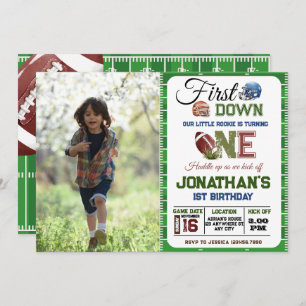 Football 1st Photo Birthday boy Invitation