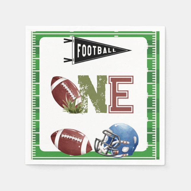 Football 1st Year Down Birthday Napkins (Front)