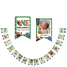 Football 1st Year Down Football Birthday Bunting Flags