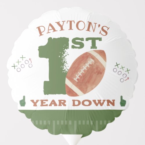 Football 1st Year Down Football BIrthday Party Balloon