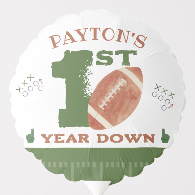 Football 1st Year Down Football BIrthday Party Balloon (Front)