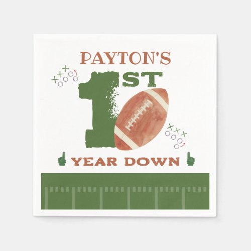 Football 1st Year Down Football BIrthday Party Napkins