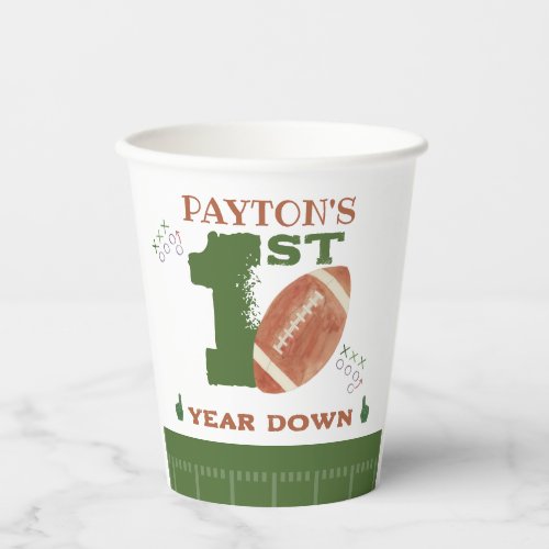 Football 1st Year Down Football BIrthday Party Paper Cups