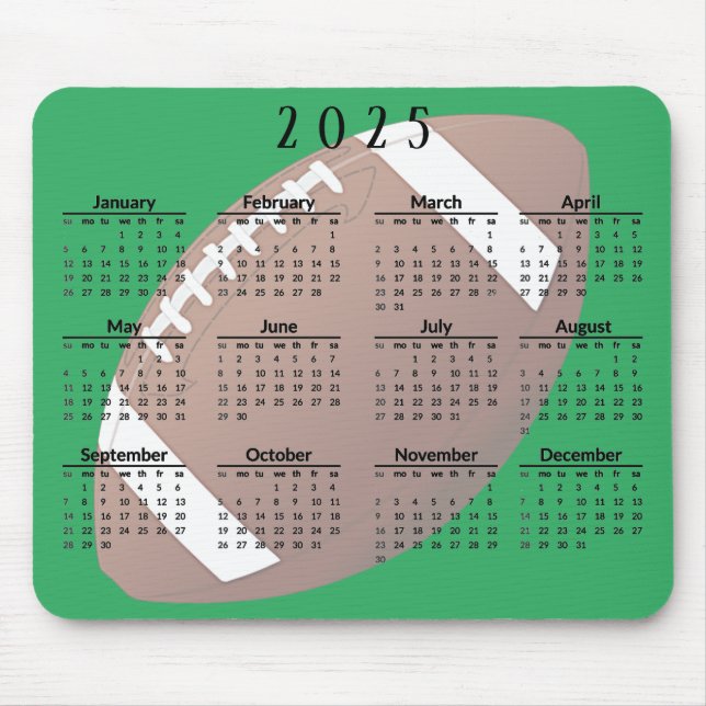 Football 2025 Calendar  Mouse Pad (Front)