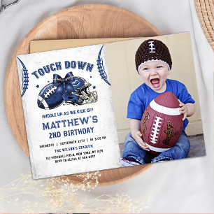 Football 2nd Birthday Photo Invitation
