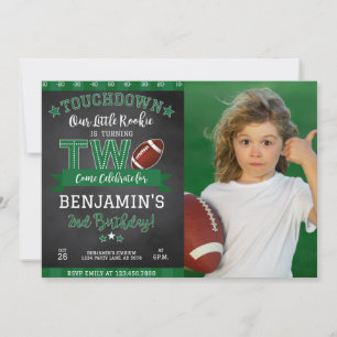 Football 2nd Birthday Photo Invitation Black