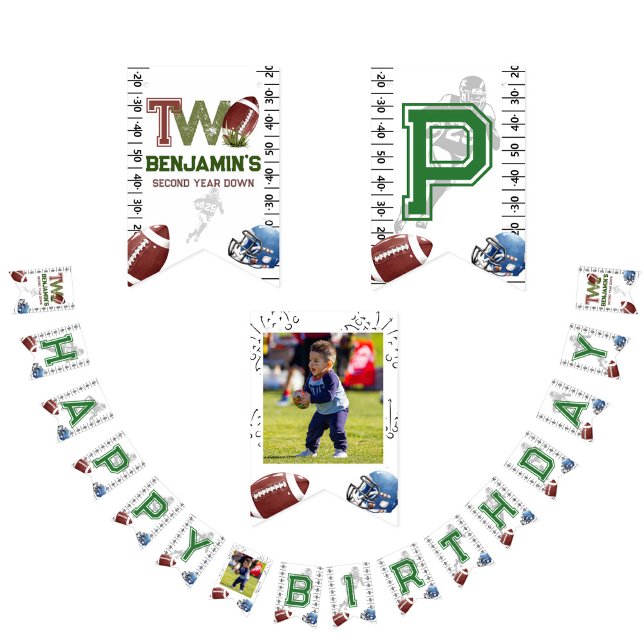 Football 2nd Year Down Birthday Bunting Flags (Creator Uploaded)