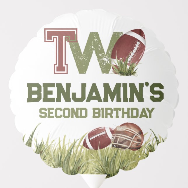 Football 2nd Year Down Football BIrthday Party Balloon (Front)