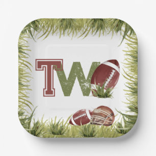 Football 2nd Year Down Football Birthday Party Paper Plates