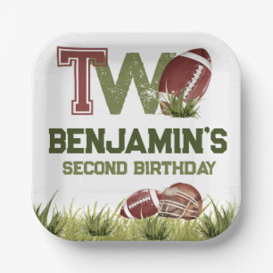 Football 2nd Year Down Football BIrthday Party Paper Plates