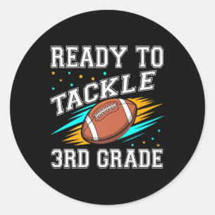 Football 3rd Third Grade First Day Of School Back Classic Round Sticker