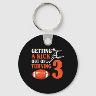 Football 3th Birthday Party Kick Team Player Sport Keychain