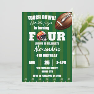 Football 4th Birthday American Sports Touch Down Invitation