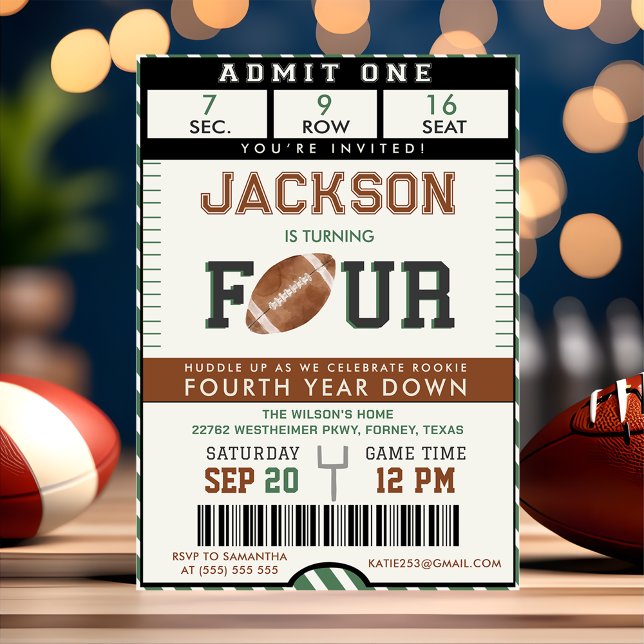 Football 4th Birthday Invitation  (Creator Uploaded)