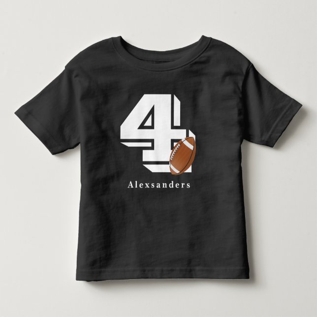 Football 4th Birthday name and age kids boy girl Toddler T-shirt (Front)