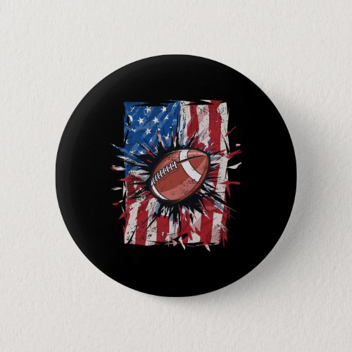 Football 4th Of July Men Usa American Flag Boys  Button