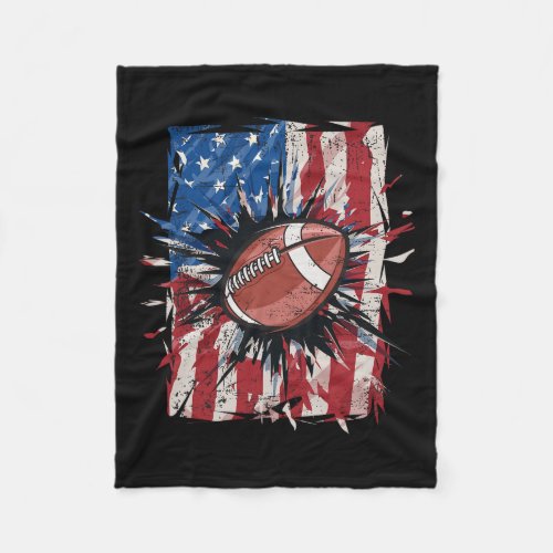 Football 4th Of July Men Usa American Flag Boys  Fleece Blanket