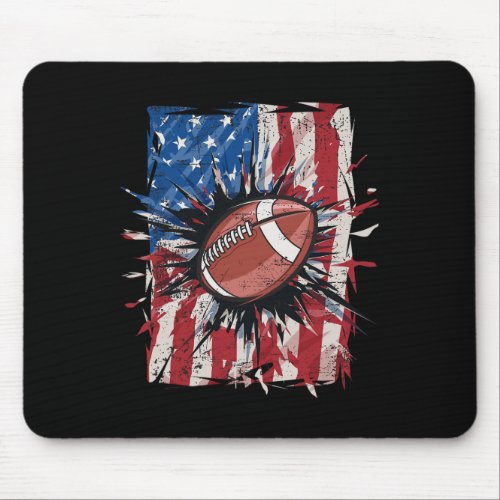 Football 4th Of July Men Usa American Flag Boys  Mouse Pad