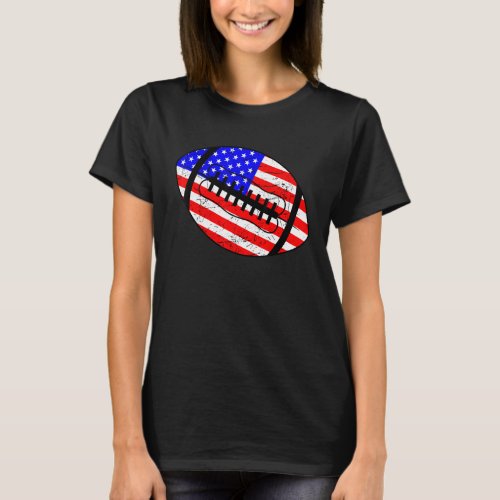 Football 4th Of July USA Ball Sport American Flag  T_Shirt