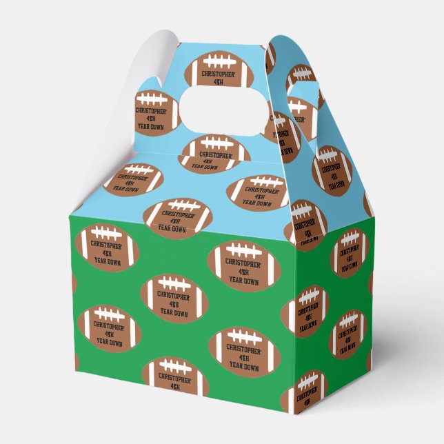 Football 4th Year Down Birthday Favor Boxes (Front Side)