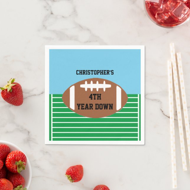 Football 4th Year Down Birthday Napkins (Insitu)