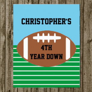 Football 4th Year Down Birthday Poster