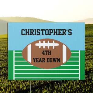 Football 4th Year Down Birthday Sign