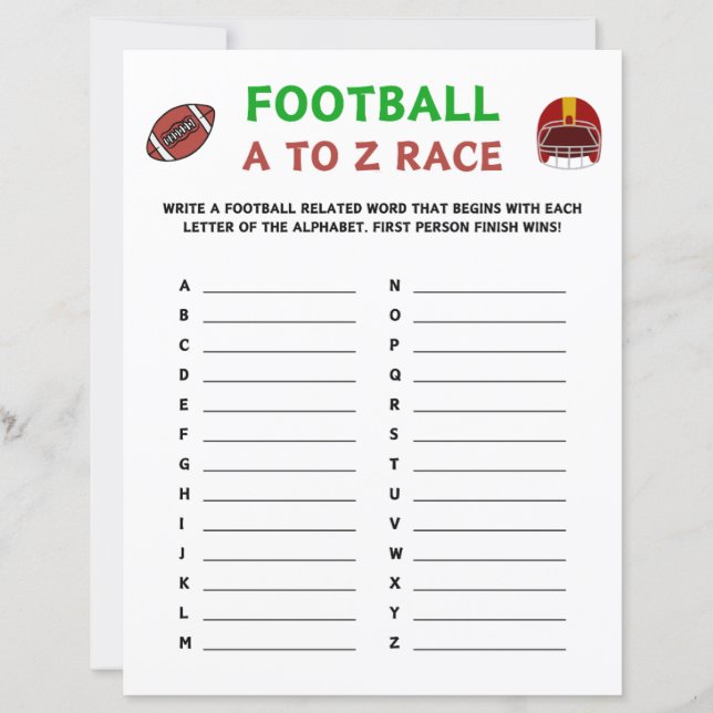 Football A To Z Race Game (Front)