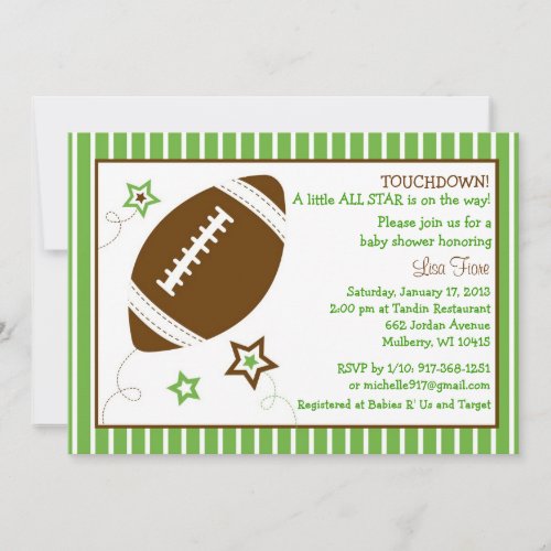 Football All Star Baby Shower Invitations