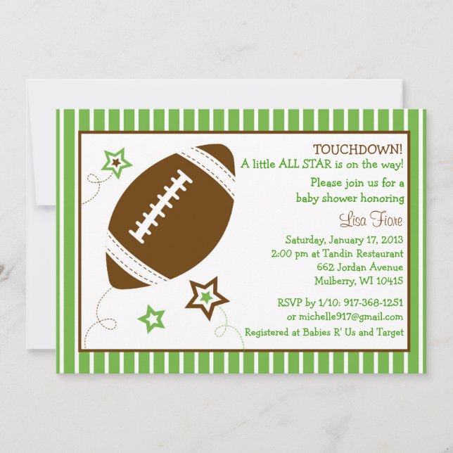 Football All Star Baby Shower Invitations (Front)