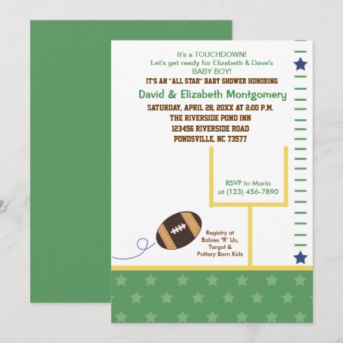 Football All Star Sports Theme Baby Shower Invite