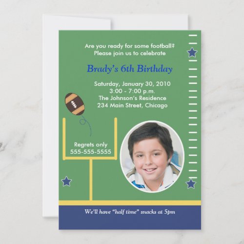 FOOTBALL All Stars Boys Sports PHOTO Birthday Invitation