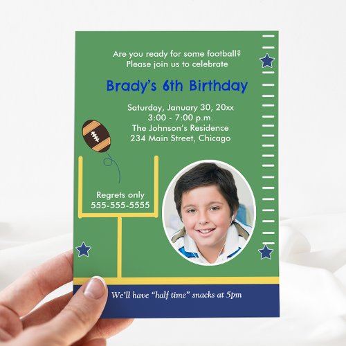 FOOTBALL All Stars Boys Sports PHOTO Birthday Invitation