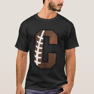 Football Alphabet Monogram Initial Letter C T-Shirt