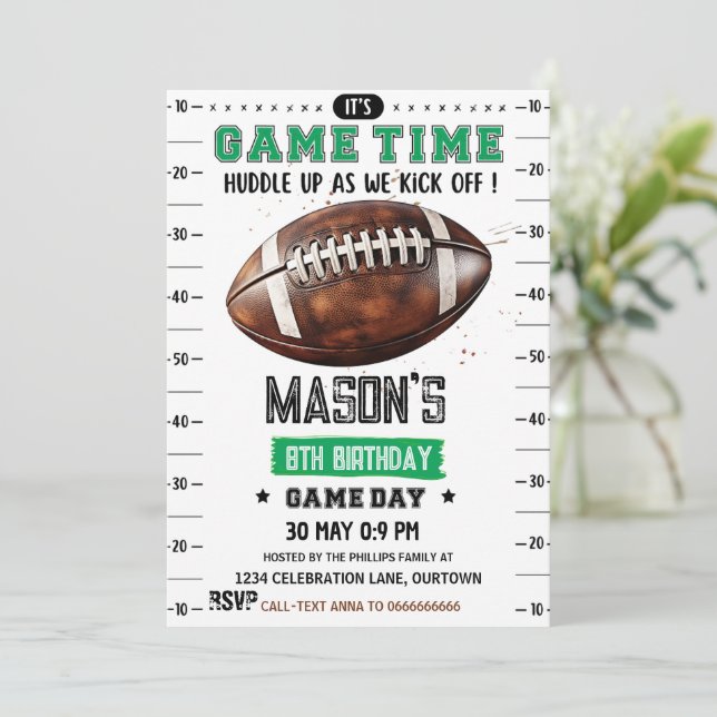 Football American Birthday  Invitation (Standing Front)