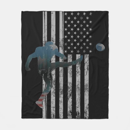 Football  American Flag USA Team Gift Kicker Fleece Blanket