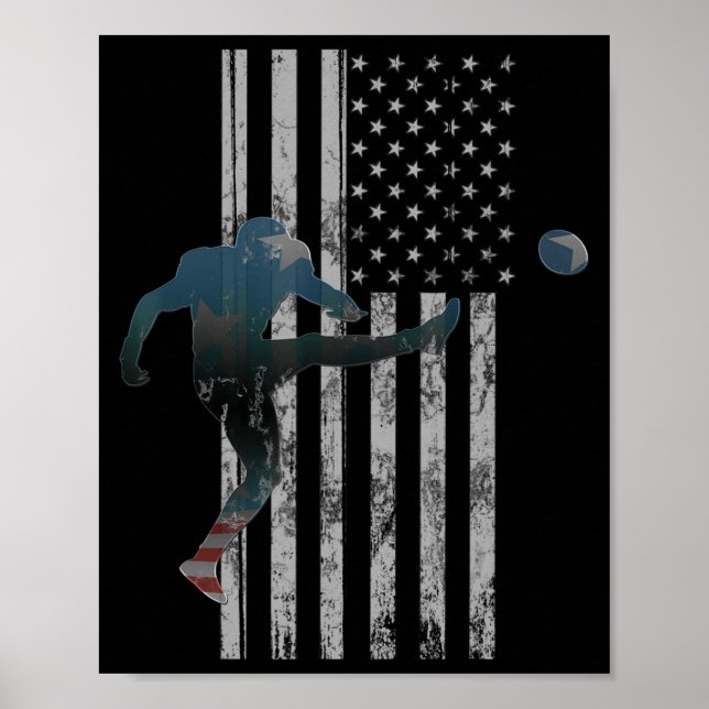 Football  American Flag USA Team Gift Kicker Poster (Front)