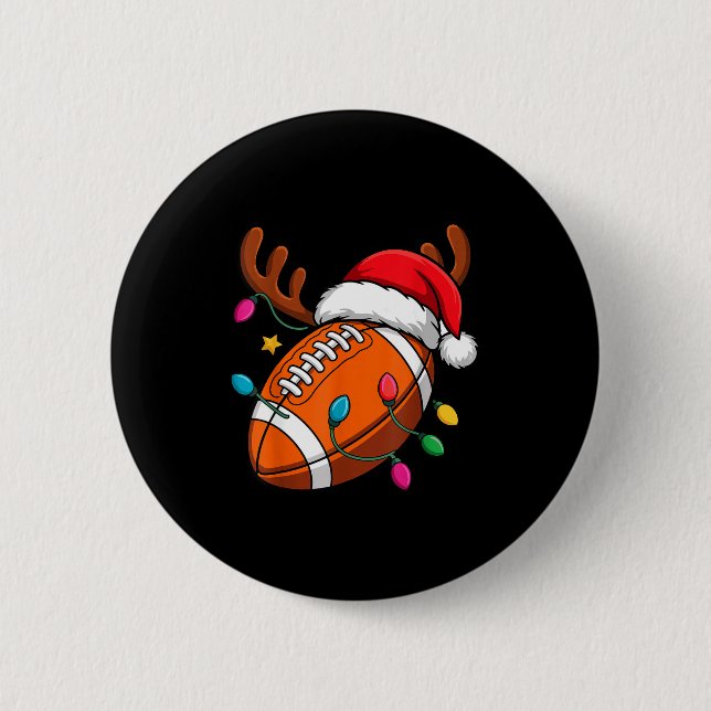 Football American Reindeer Horns Christmas Xmas Ba Button (Front)