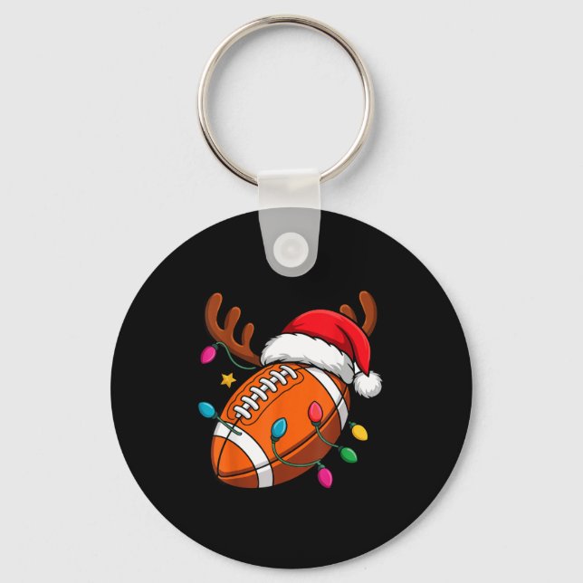 Football American Reindeer Horns Christmas Xmas Ba Keychain (Front)