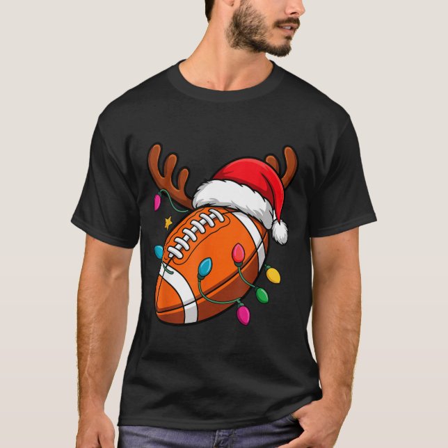 Football American Reindeer Horns Christmas Xmas Ba T-Shirt (Front)